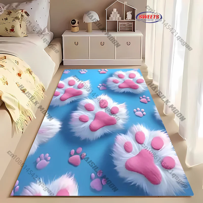 1PC Funny Cat Paw Printed Carpet Rug for Living Room Bedroom Entrance Door Decor Mat, Kids' Play Non-slip Mats Next Day Shipping