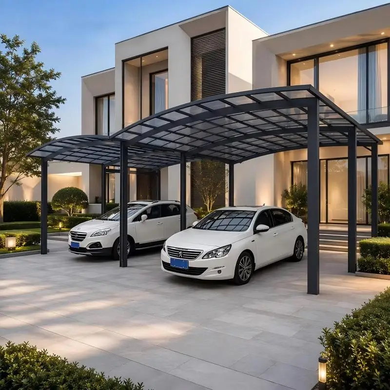 Custom Double‑Layer Aluminum Carport Polycarbonate Roof Prefabricated Weather‑Resistant Canopy For Villa Patio Household Use