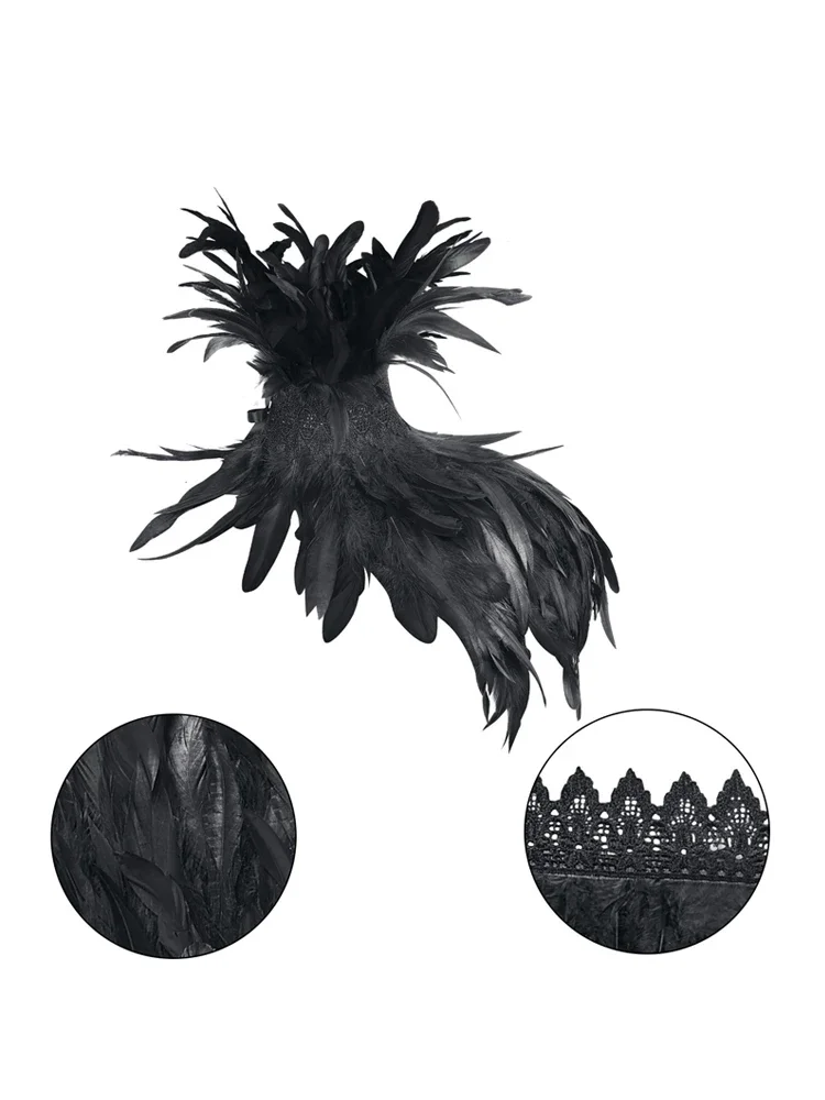 Halloweenowy płaszcz z piór, gotycki punkowy płaszcz z piór, naturalny płaszcz z piór, damski kostium na cosplay, występ sceniczny, gorąca odzież klubowa