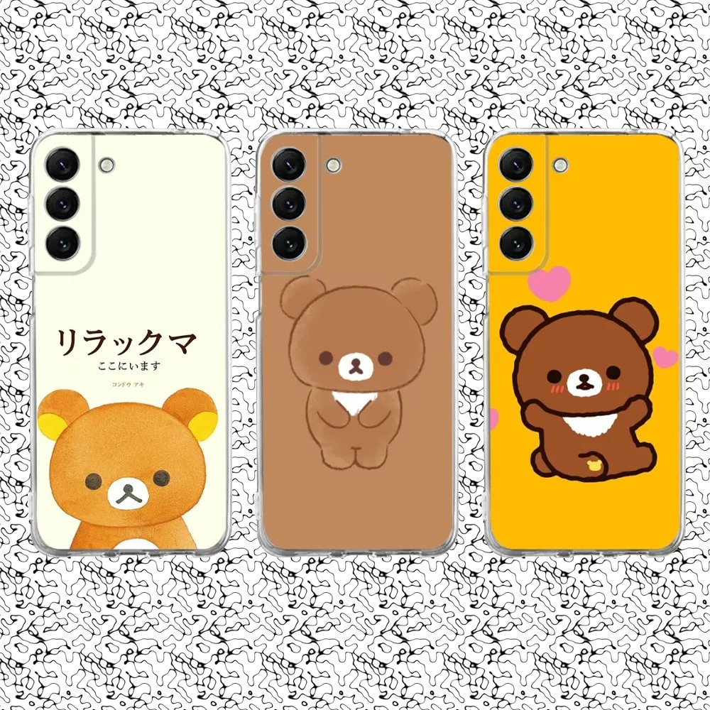 Cute R-Rilakkumas Bear Phone Case Silicone For Samsung S30,S23,21,22,20 Ultra,S20 FE lite,S10,9,PIus Note20ultra Cover Clear