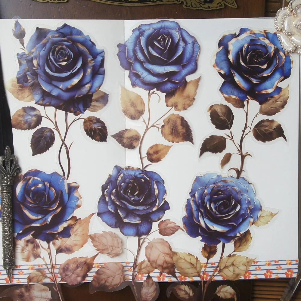 

6 Sheets Roses Grown in The Black Castle PVC Sticker Scrapbooking DIY Gift Packing Label Decoration Tag