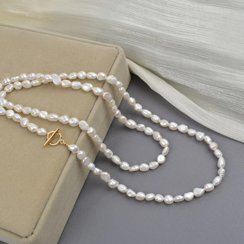 

Baroque Sweater Chain Cheongsam Natural Freshwater Pearl Necklace Choker