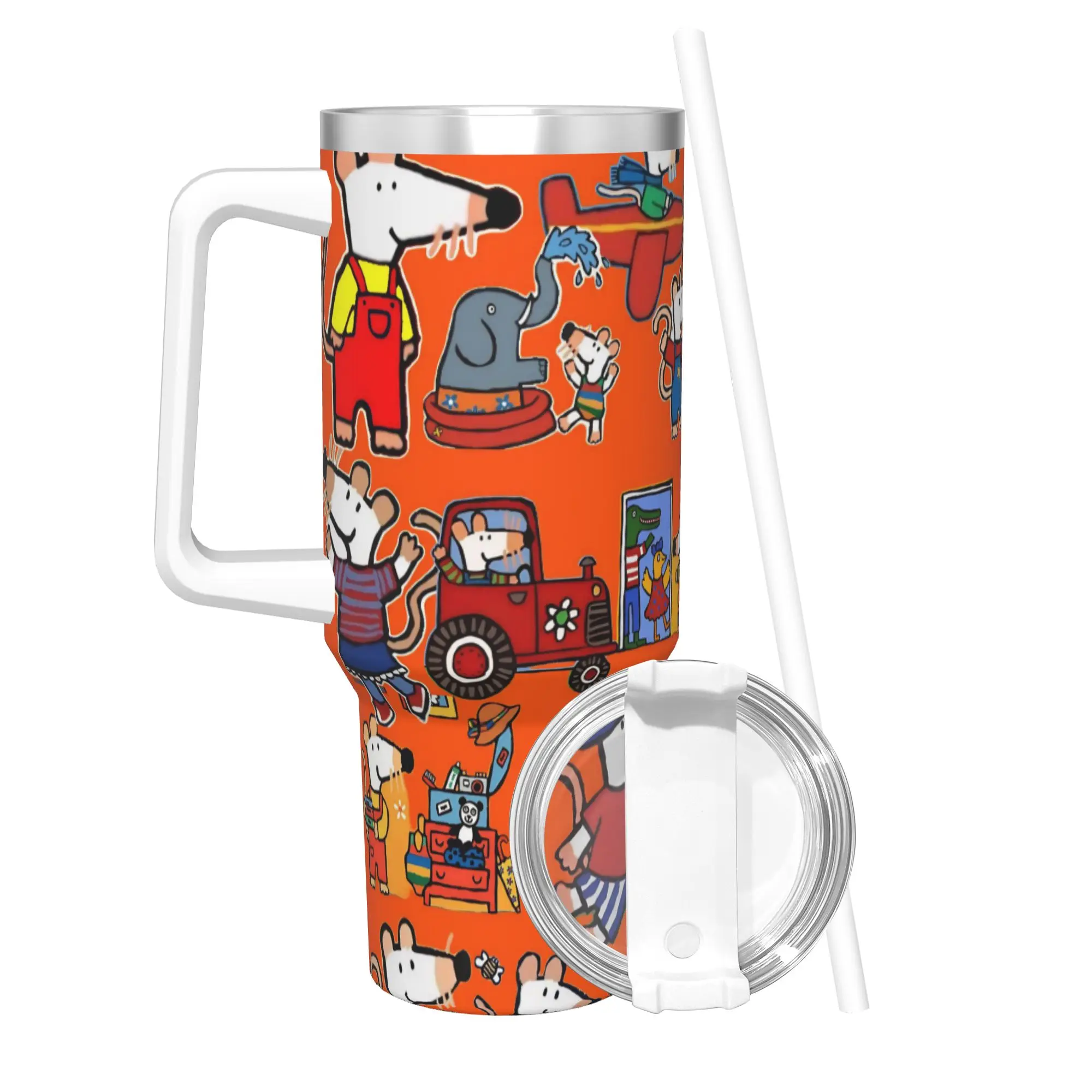 Maisy Mouse 40oz Tumbler Stainless Steel Double Wall Vacuum Insulated  Mug Cups With Straw