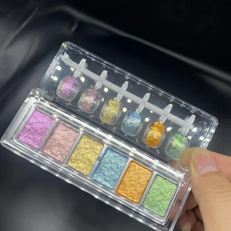 

6Colors/box Aurora Bling Opal Nail Powder Reflective Shiny Mermaid Chrome Nail Glitter Powder Nail Art RubbingDust Decor Pigment