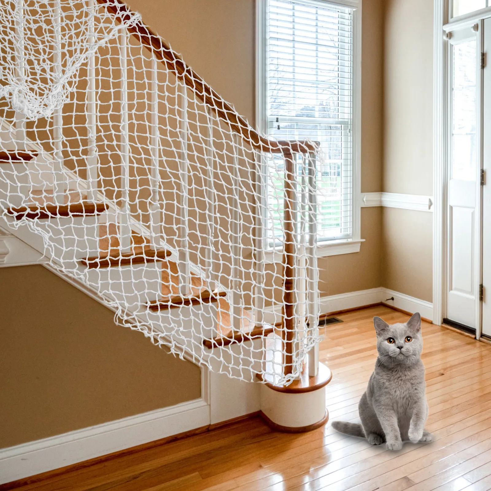 1Pcs Balcony Protective Net White Tear-Resistant Nylon Anti-Falling Safety Net for Pet Banister Guard Rail Safety