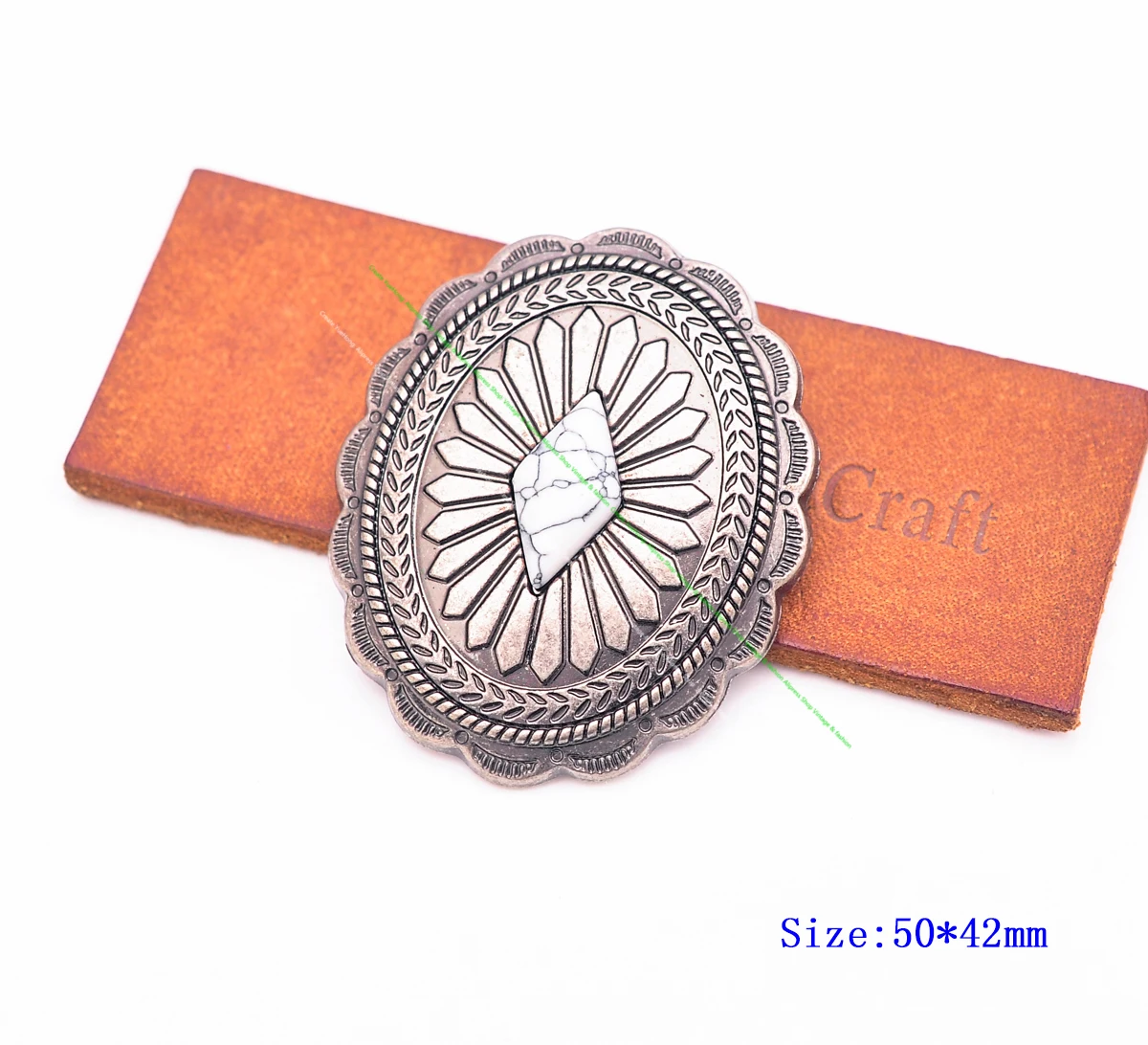 Dw2336 6pcs antikes Silber indische ethnische Sonnenblume Türkis Western Concho Gürtel Leder handwerk Handtasche oval Concho Knopf Dekor – Detail 6