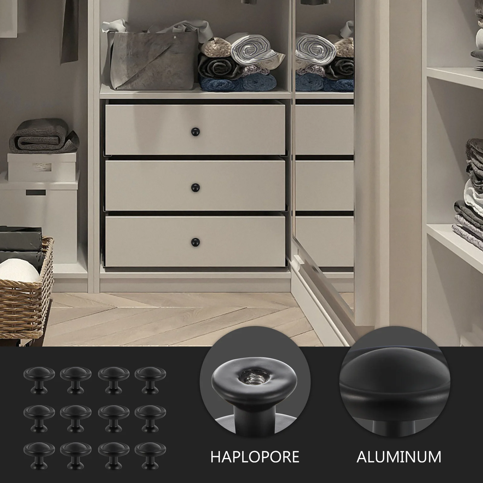 

12 Pcs Dresser Hardware Accessories Small Handle Drawer Knobs Cabinet Pulls Black Handles