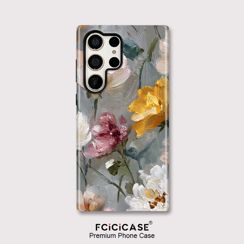 Fcicicase Fashion Oil Painting Case For Samsung Galaxy S24 Plus S25 Ultra S20 FE S23+ S 23 Dual Layer Protective Back Capa