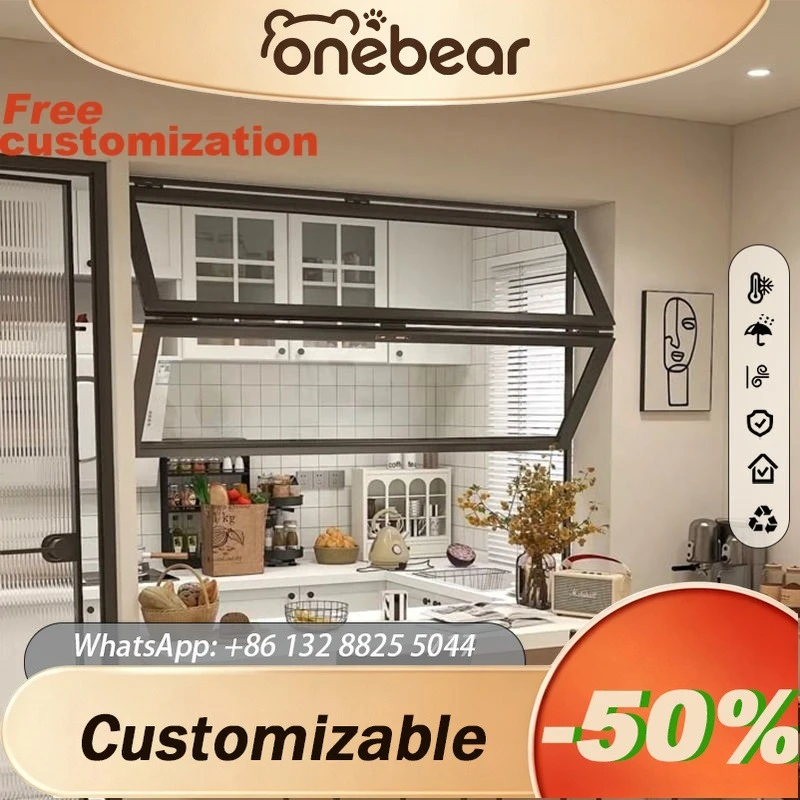 New commercial exterior aluminum vertical black double folding kitchen and outdoor up and down folding glass windows