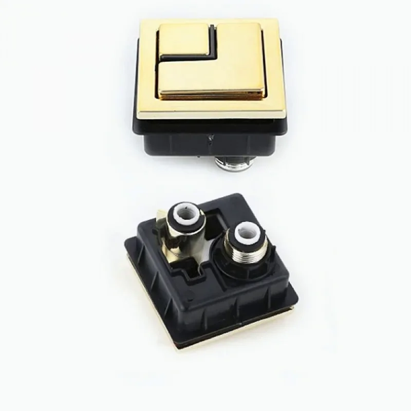 Gold color Square toilet dual push button outer top 58x58mm suitable for toilet water tank ceramic cover hole 45-56mm