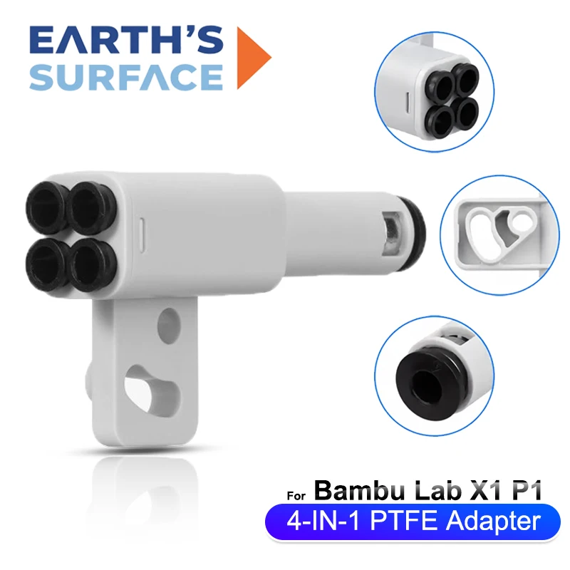 4 In 1 PTFE Adapter Filament Pipe Expansion Port 4 Feeding Modules Material Tube Extension Ports for Bambu Lab X1 P1 3D Printer