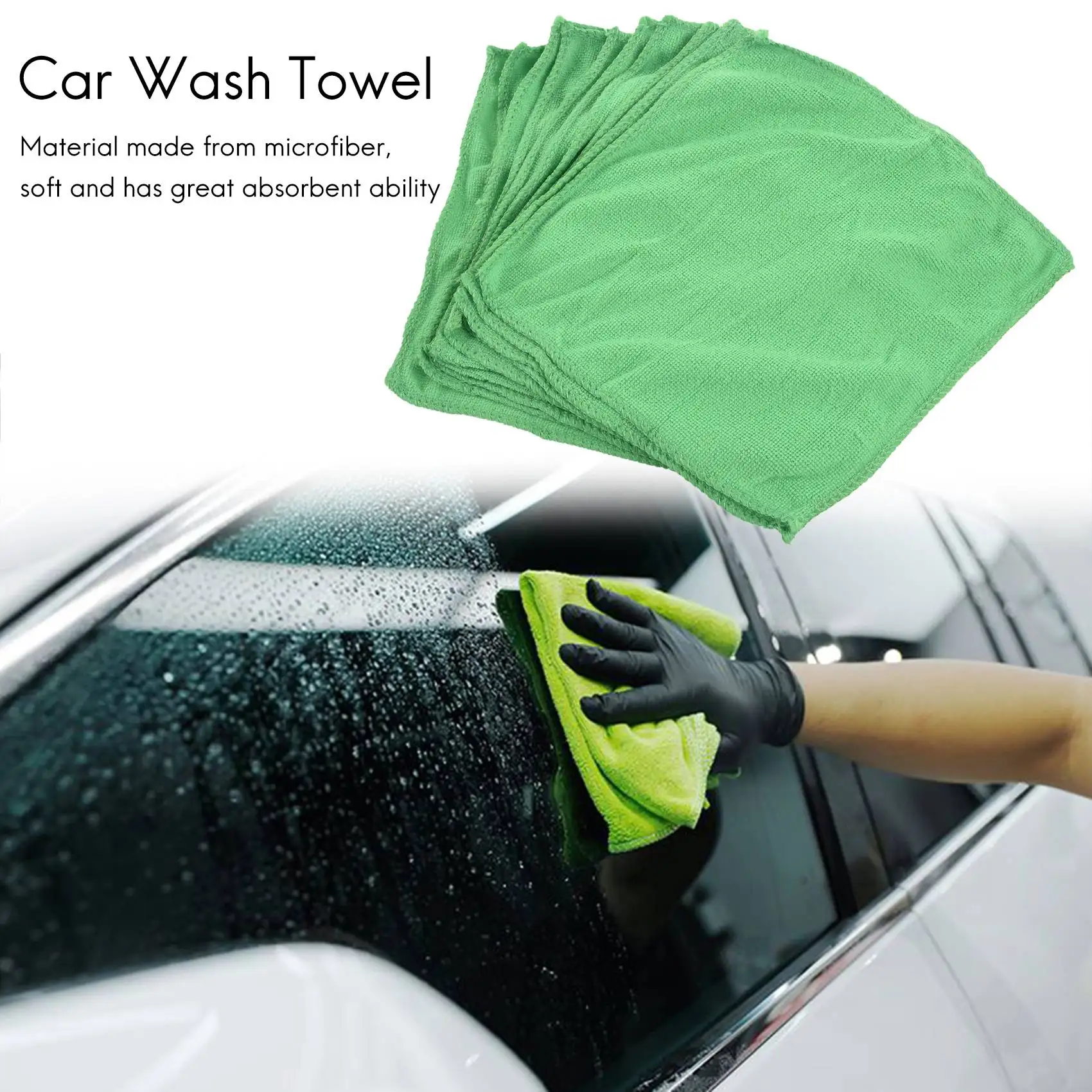 NCSMT 10pcs Practical Soft New Car Wash Towel Cleaning Duster Auto Detailing Green Microfiber Green