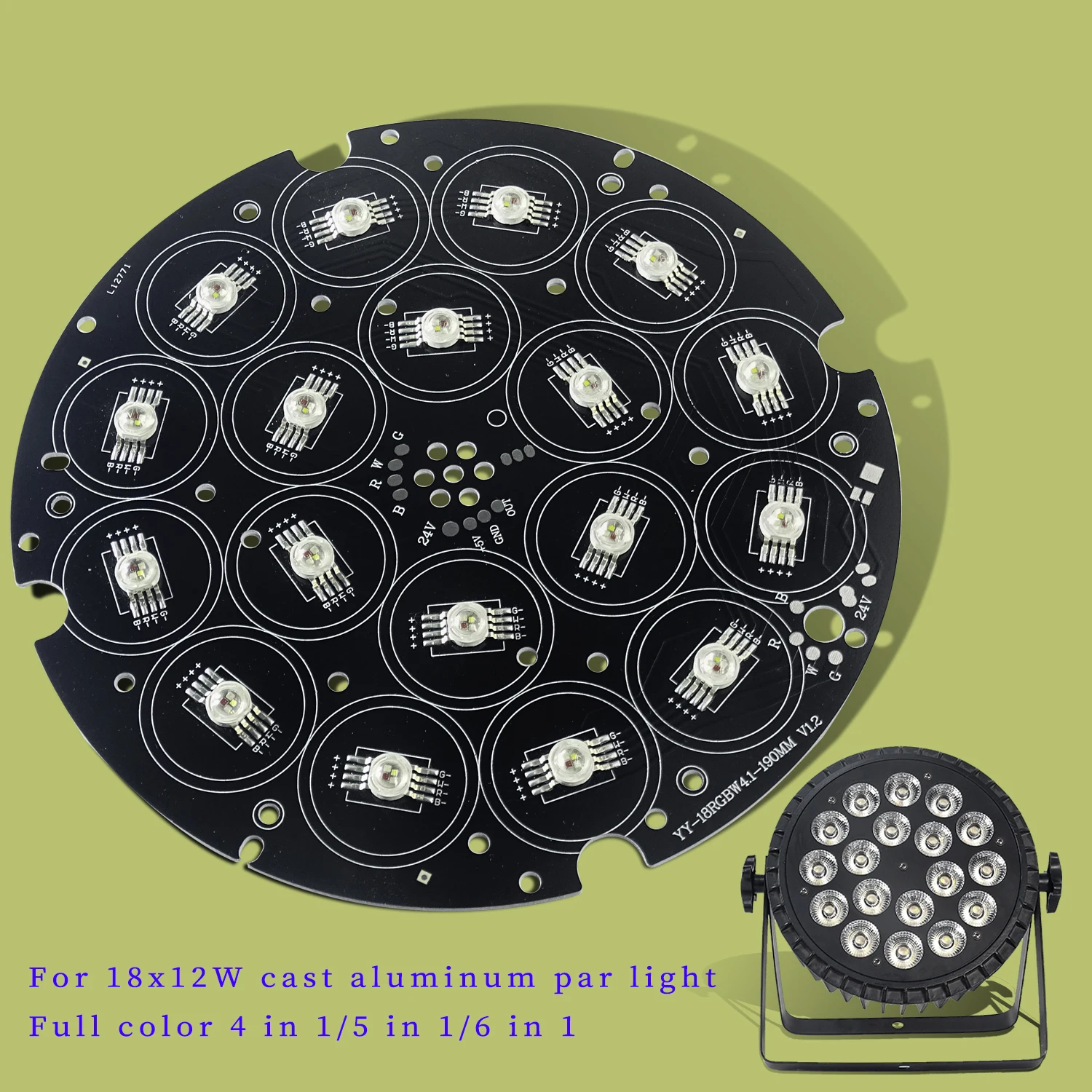 Stage Light Repair Parts 18x18w RGBWA UV 6in1/18X12W RGBW 4in1 /18X12W RGBWA 5in1 Waterproof Or Aluminum Stage Light LED Board