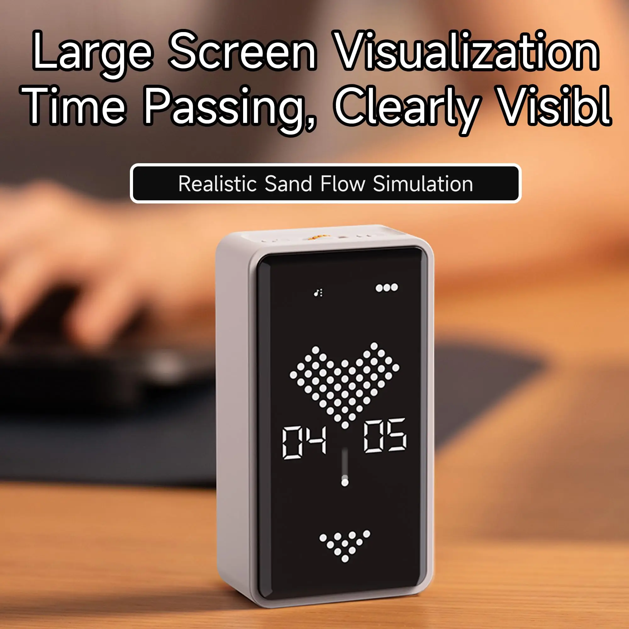 Sand Timer Digital Hourglass Timer, Rechargeable Magnetic Visual Timer Adjustable Volume for Classroom, Cooking, Fitness, Baking