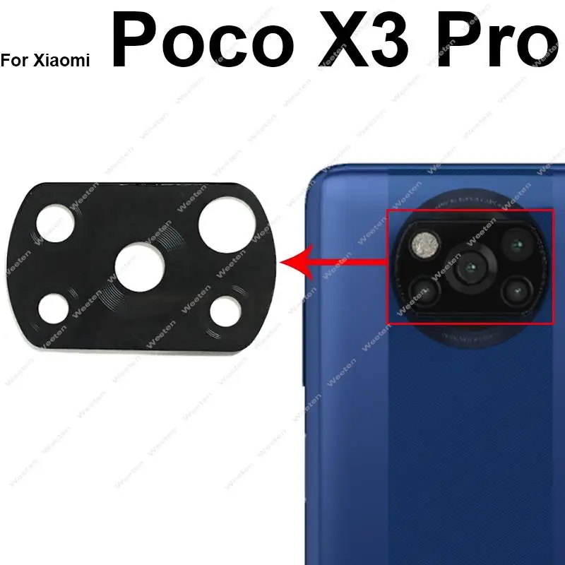 Back Camera Glass Lens For Xiaomi Pocophone Poco M4 M3 Pro 5G F1 F2 F3 F4 X2 X4 X3 NFC GT C3 Main Rear Camera Lens Sticker Parts