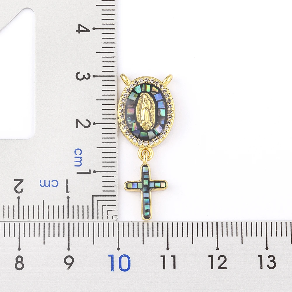 Nidin Fashion Gold Plated Cross Shape Virgin Mary Pendant Necklace For Women Men Charm Female Religious Jewelry Gift Wholesale