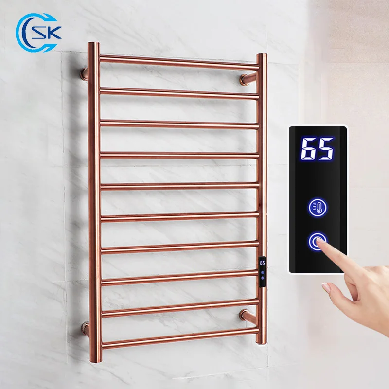 

Golden/Rose Gold Bathroom Electric Heated Towel Rail.304 Stainless Steel Towel Warmer.Hidden/Exposed Wires.Heated Towel Rack.