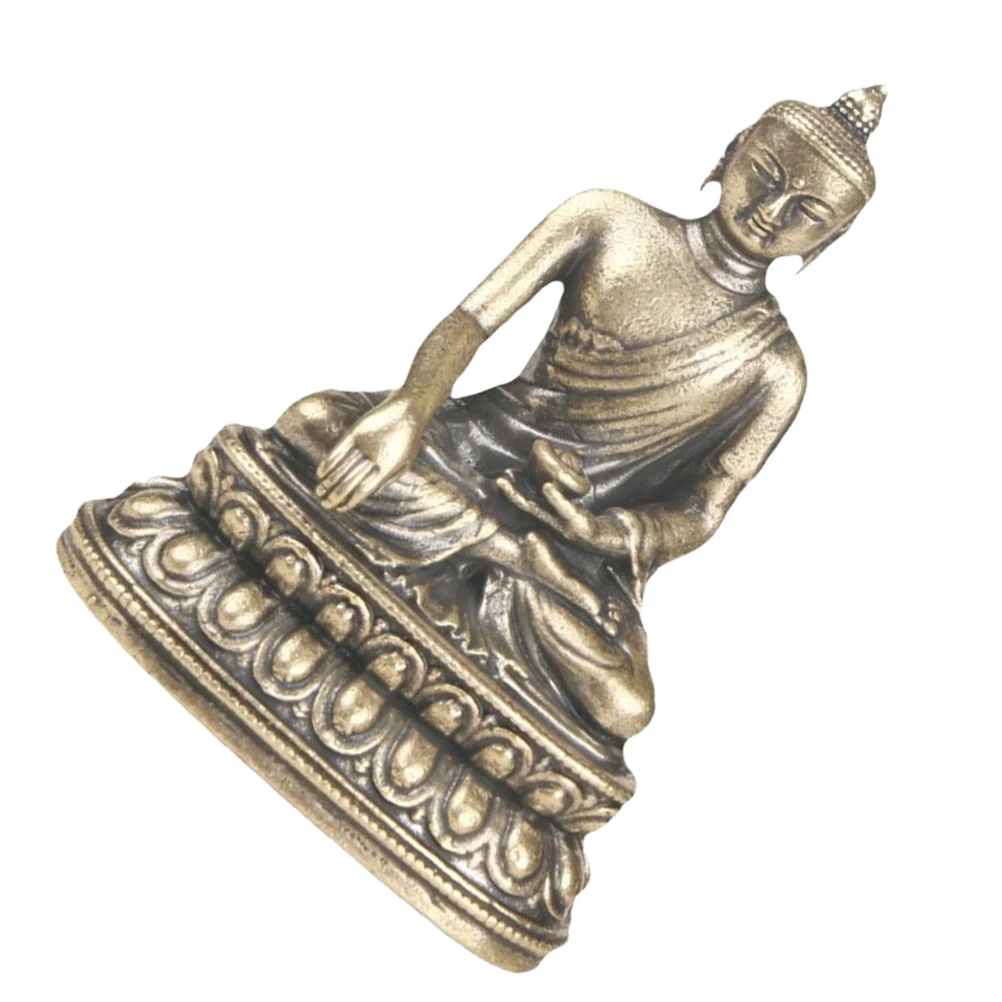 

Retro Vintage Brass Buddha Sculpture Decorative Desktop Statue Exquisite Craft Brass Adorn Indoor Home Ornament