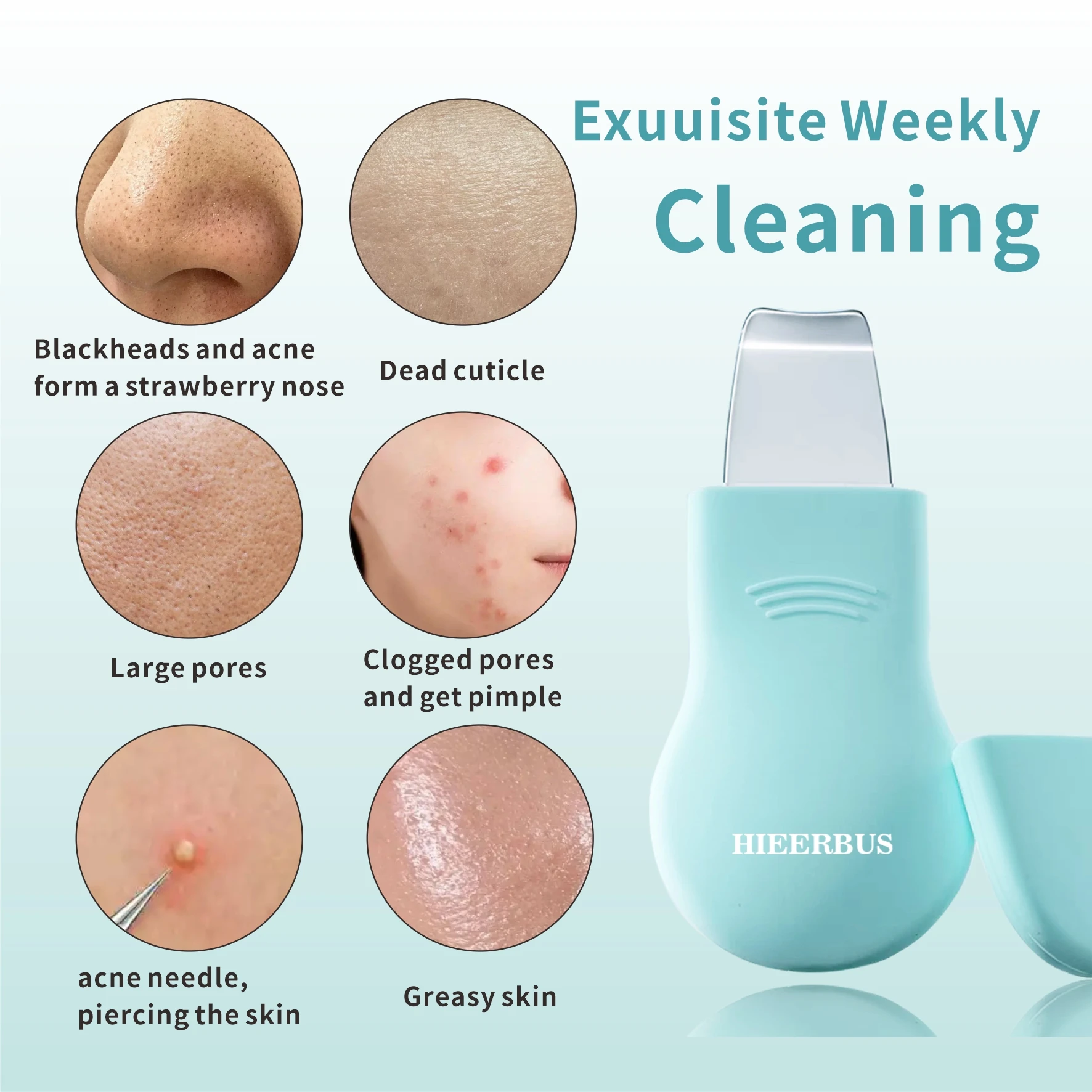 Mitesser-Entferner-Werkzeug, Silikon-Gesichtswäscher, 2-in-1-Bürstenschaber für die Tiefenreinigung, Spatel für die Gesichtshaut, schwarze Nase H