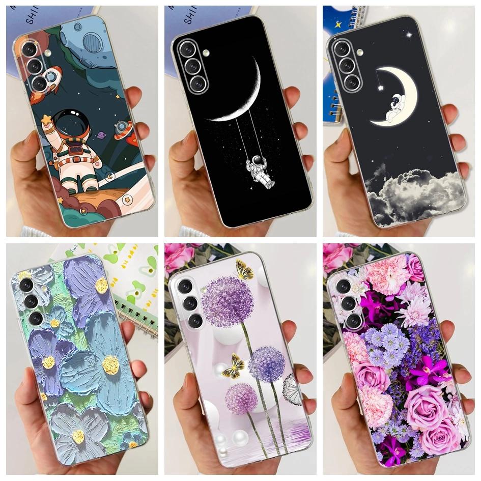 For Samsung A24 4G Case 2023 Popular Flower Astronaut Transparent Cover Soft Phone Case For Samsung A24 A14 5G SM-A146B A 24 Bag