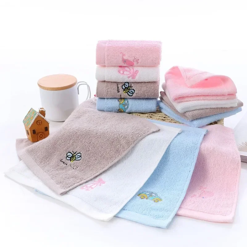 Soft Children Cotton Small Square Towel 25*25cm Cartoon Embroidery Baby Hook Towel Children Face Towel Gift