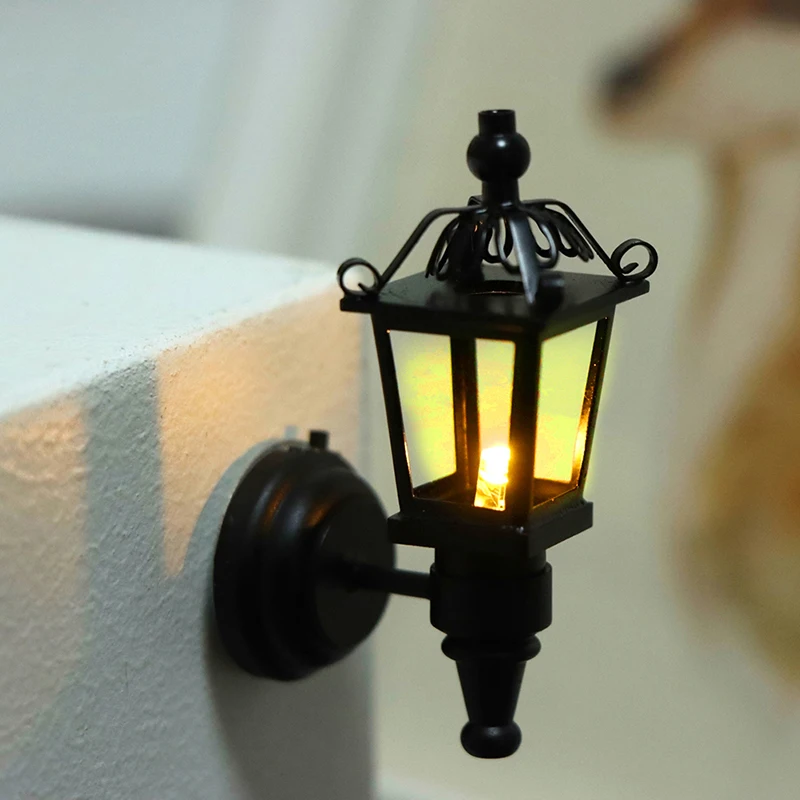 1:12 Dollhouse Miniature Furniture Accessories Wall Lamp LED Lamp Wall Light Outdoor Garden Decor Toys Gift