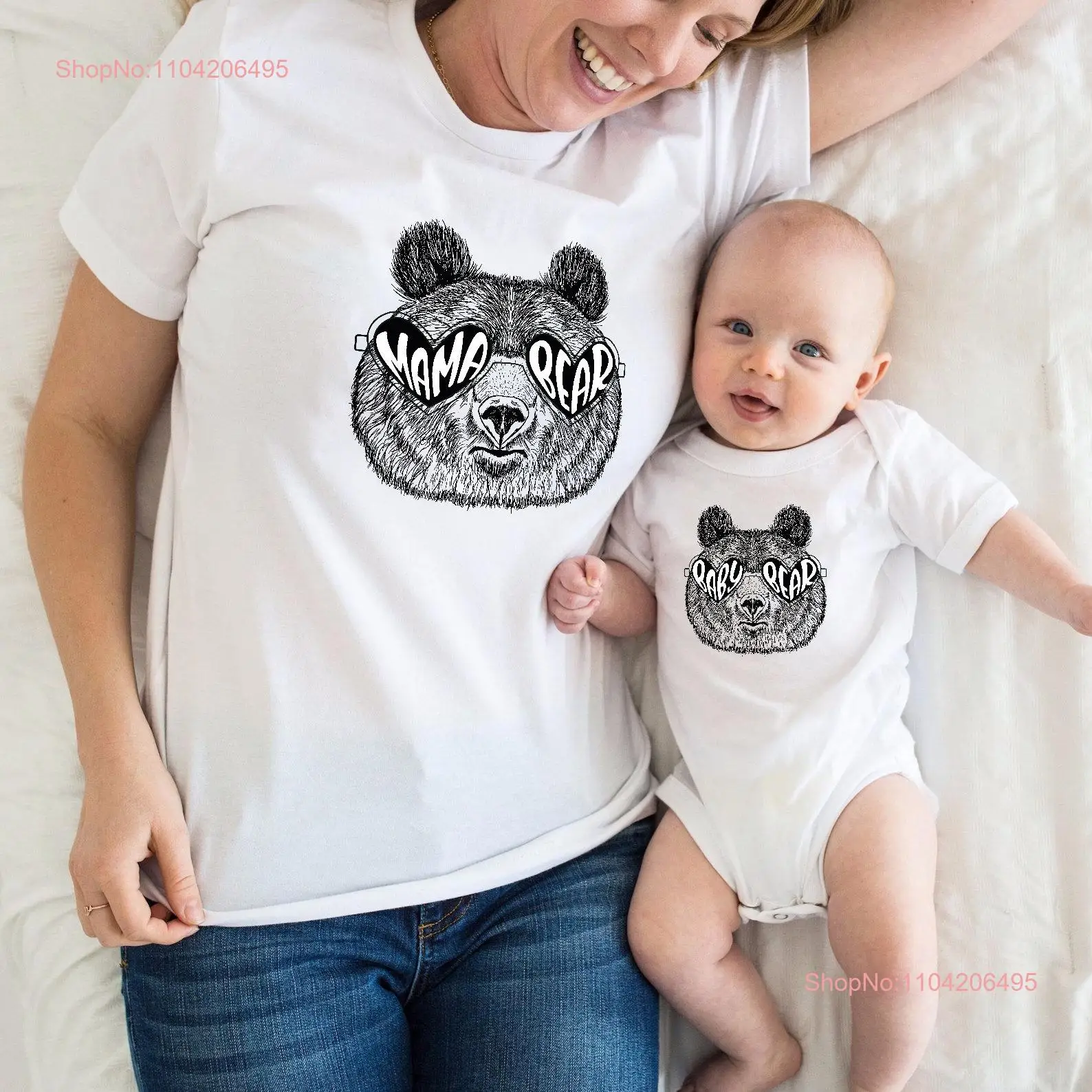 Mama Bear T Shirt Set Baby Mothers Day Family New Mom Shower long or short sleeves