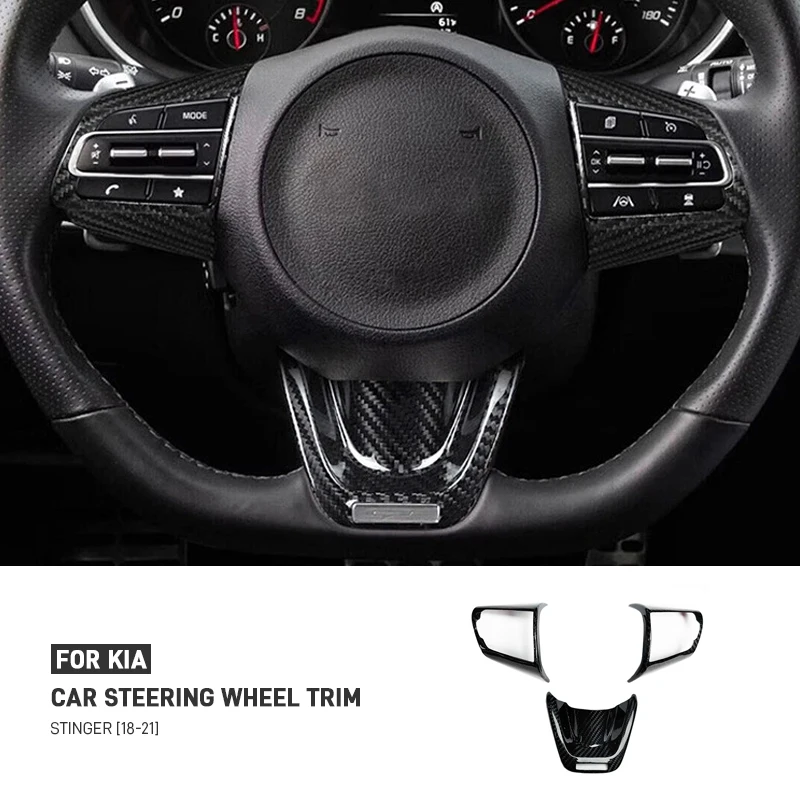 

Real Carbon Fiber Car Steering Wheel Button Panel Trim Cover Sticker Interior Decoration Accessories For Kia Stinger 2018-2023