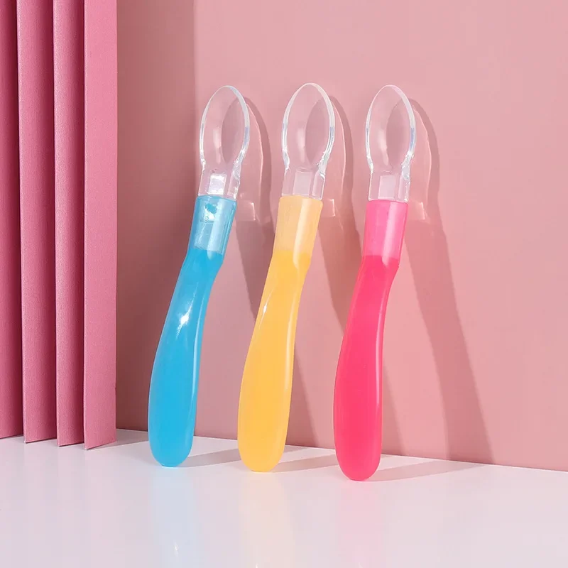 Baby Silicone Elbow Soft Spoon Baby Complementary Food Paste Spoon Baby Soft Silicone Feeding Spoon