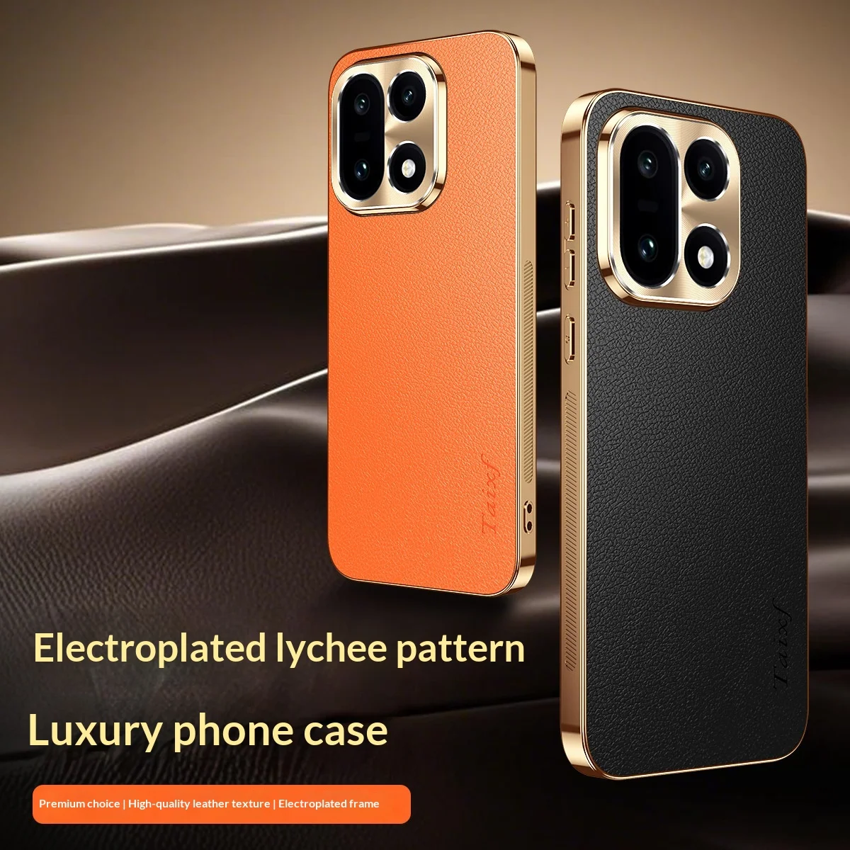 

For OnePlus 15 Case Luxury electroplated leather with lychee texture and frosted PC Cover For OnePlus15 Shockproof Bumper Funda