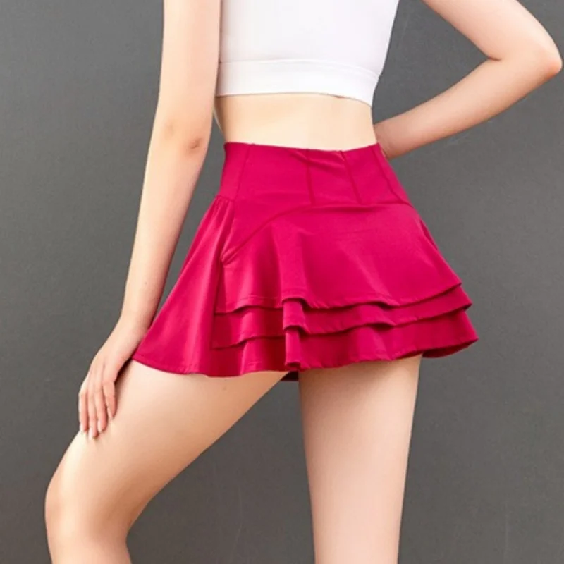 Women Golf Tennis Skirts Summer Quick Dry Gym Sports Running Pocket Solid Pleated Skirt Fashion Breathable Anti Glare Skort Girl