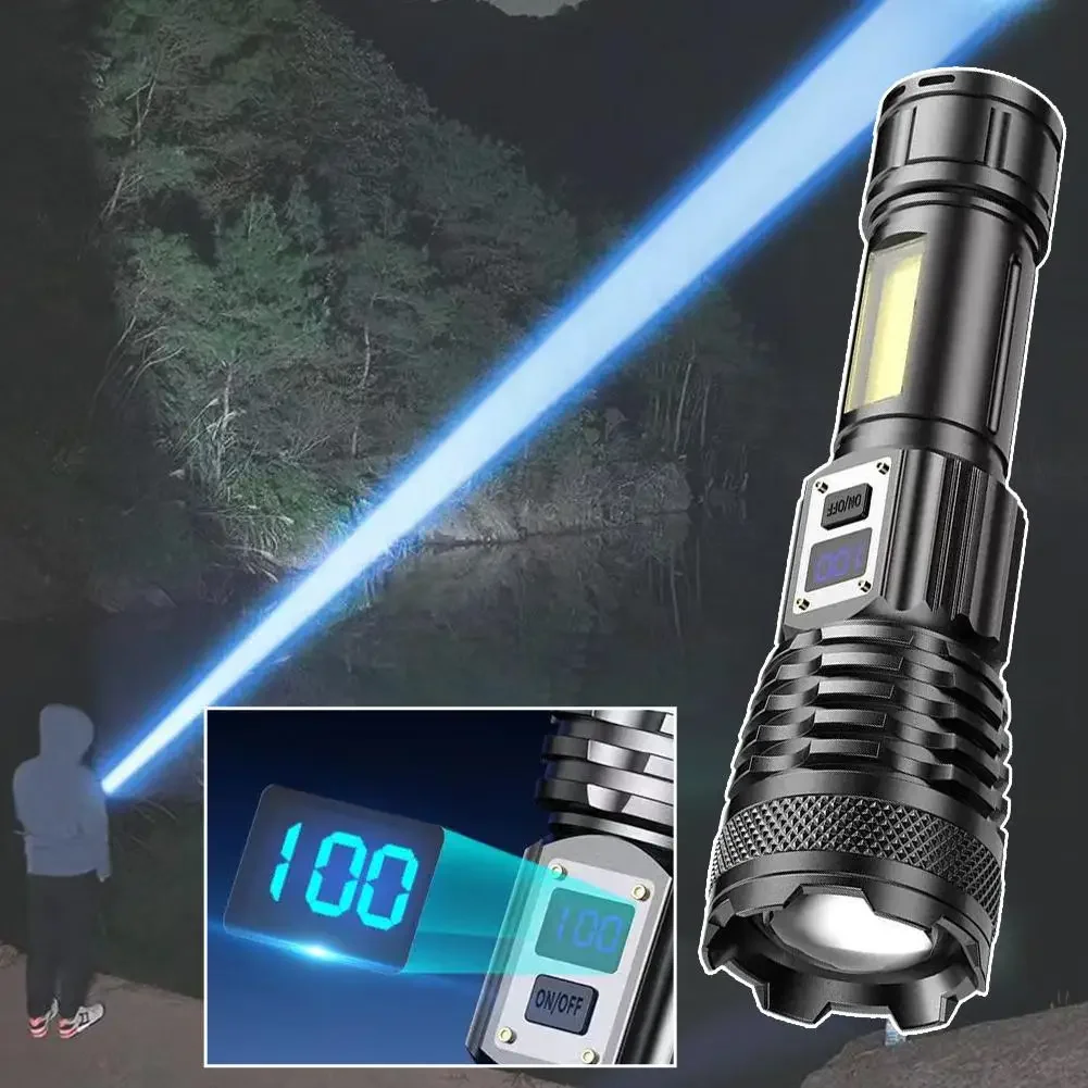 Leistungs starke weiße Laser LED Taschenlampe eingebaute Batterie USB wiederauf ladbare Zoom Taschenlampe mit Power Display Outdoor taktische Flstar Feuer