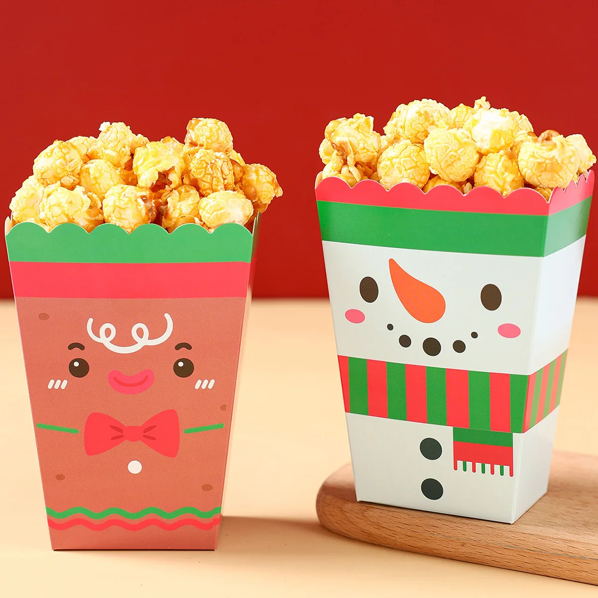 Christmas Cartoon Popcorn Box Christmas Decoration for Home 2024 Santa Claus Paper Popcorn Box Navidad Natal Happy New Year 2025