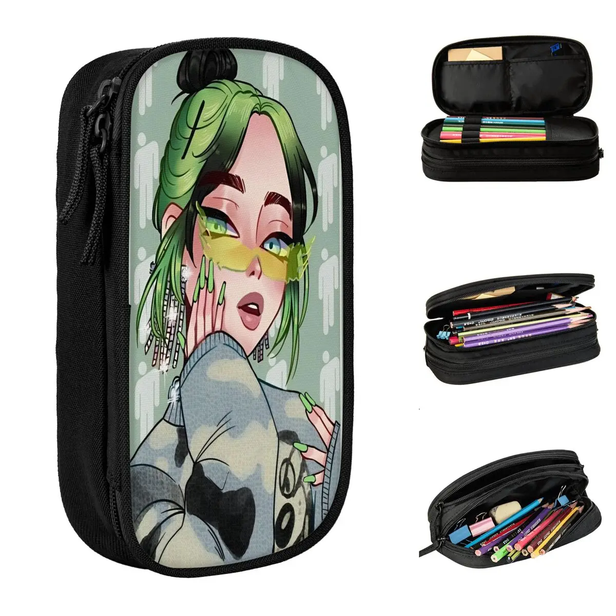 Billies Singer Pencil Case Fun Pen Box Bag Girls Boys Big Capacity Students School Zipper Pencil Box