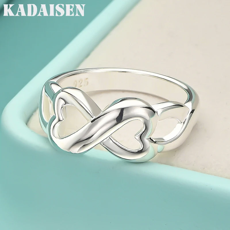 

Charm 925 Sterling Silver Rings For Women 8-Shaped Heart Size 7 8 9 Fashion Party Christmas Gifts Engagement Wedding Jewelry
