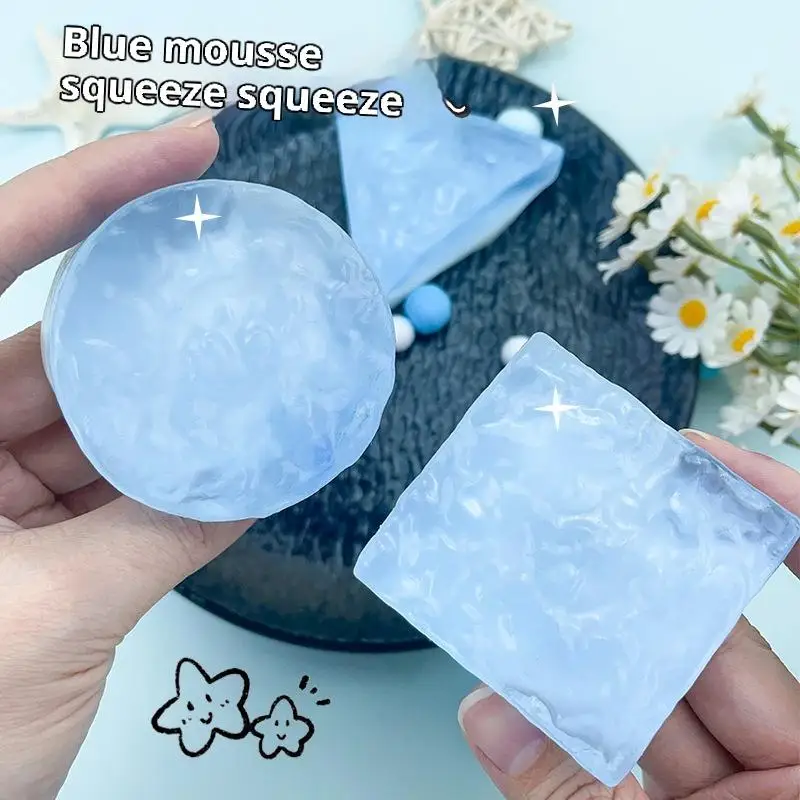 1Pcs Creative Sensory Toy Super Soft Stress-relieving Cube Transparent Ocean Sticky Props  Ocean Cube Squeeze Toys