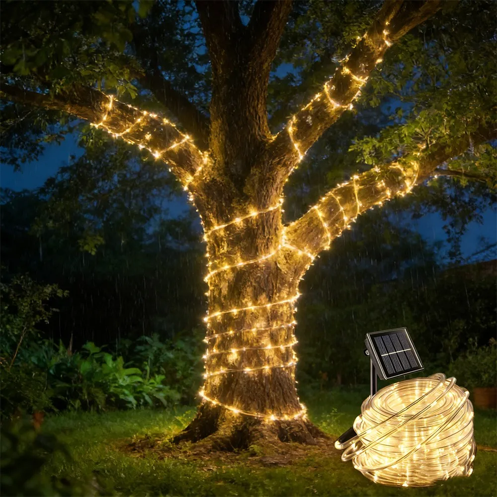 

LED Solar String Lights Garden Waterproof Tube Rope Lamp Christmas Garland Fairy Lights for Outdoor Holiday Home Decoration