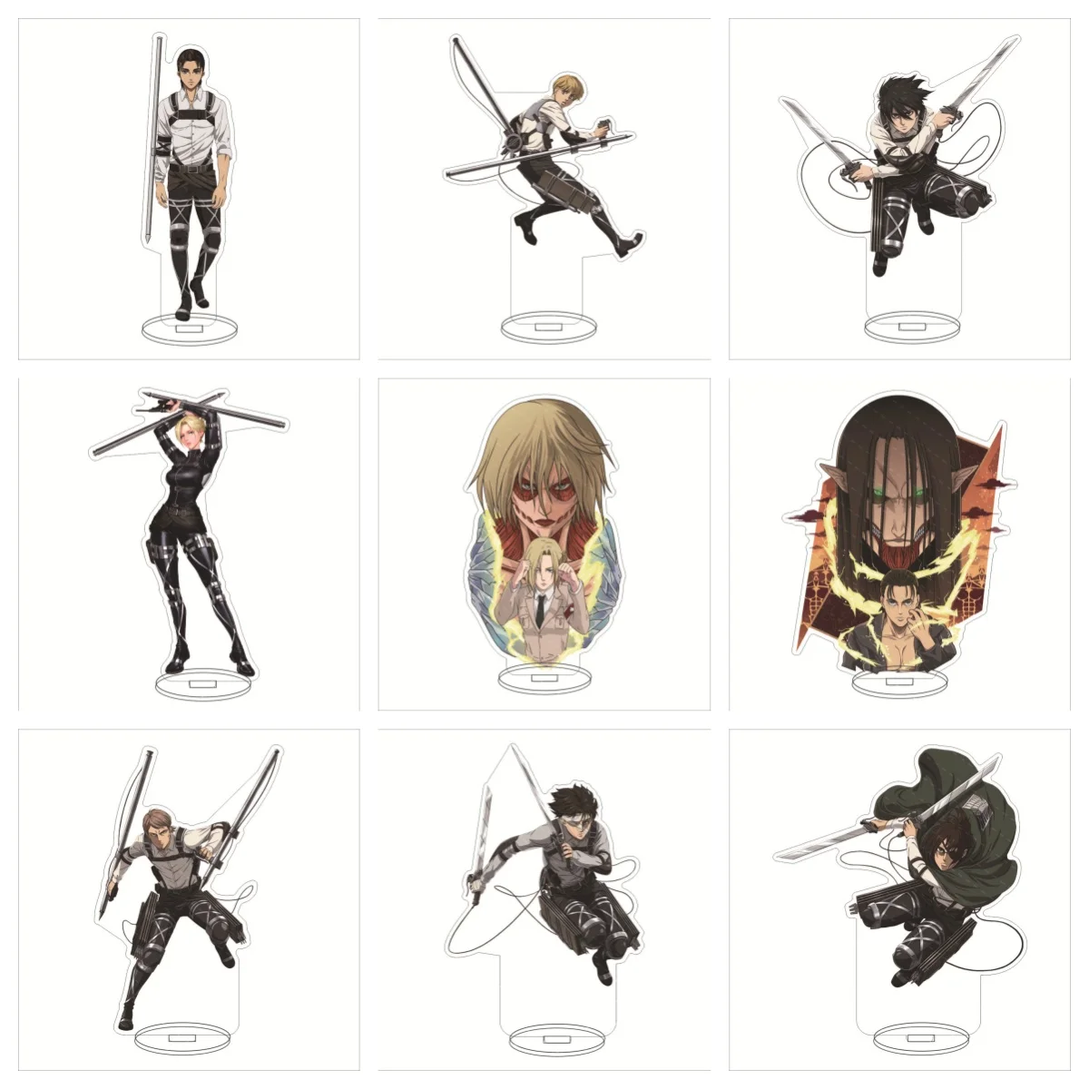 Soporte acrílico de Anime Attack on Titan, figura modelo, soporte de placa para Cosplay, adorno para fanáticos de cumpleaños, decoración de escritorio de Navidad, placa para niño y niña G