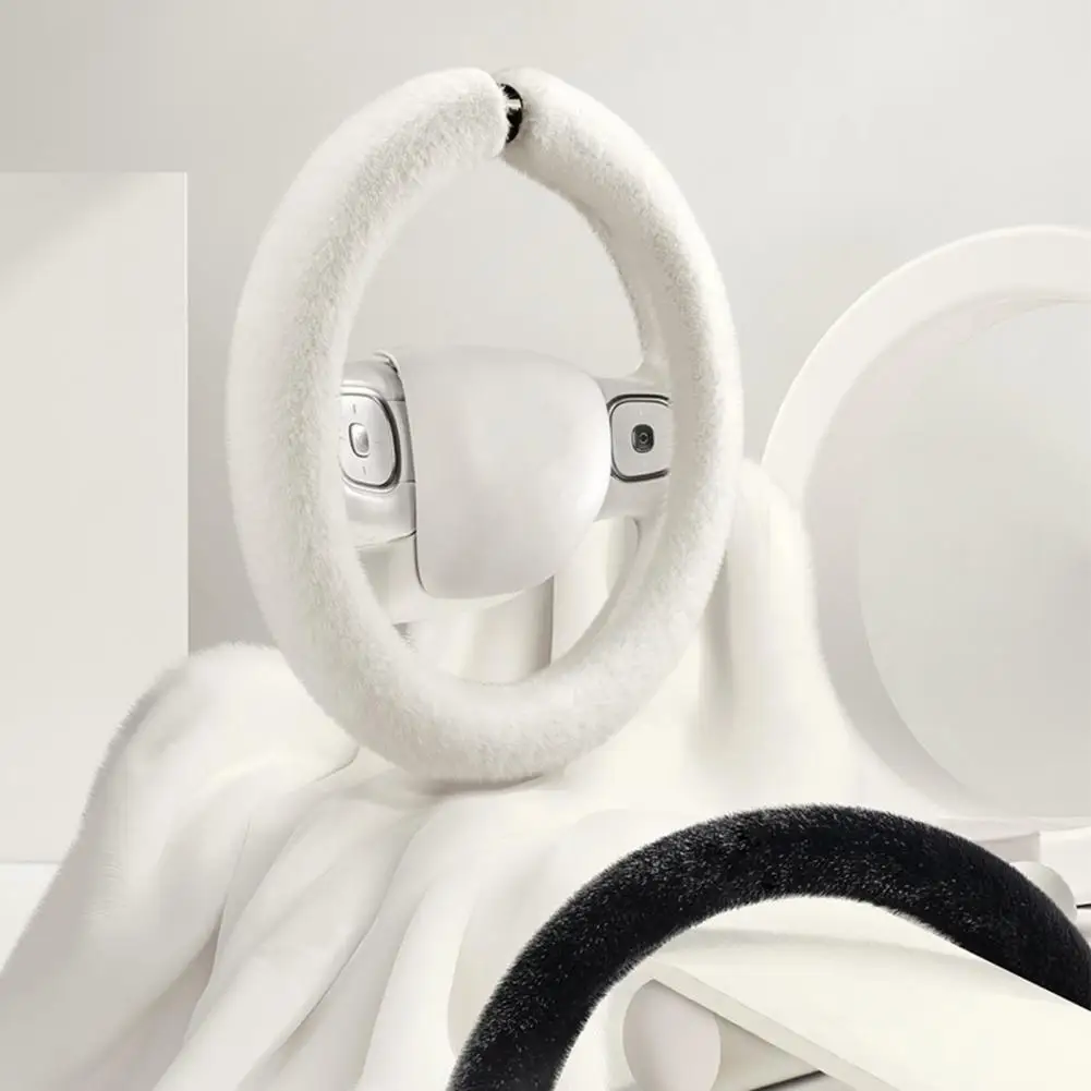 Universal Plush Steering Wheel Cover Portable Non-slip Winter Temperature Lock Inner Ring Car Wheel Cover Car Accessories