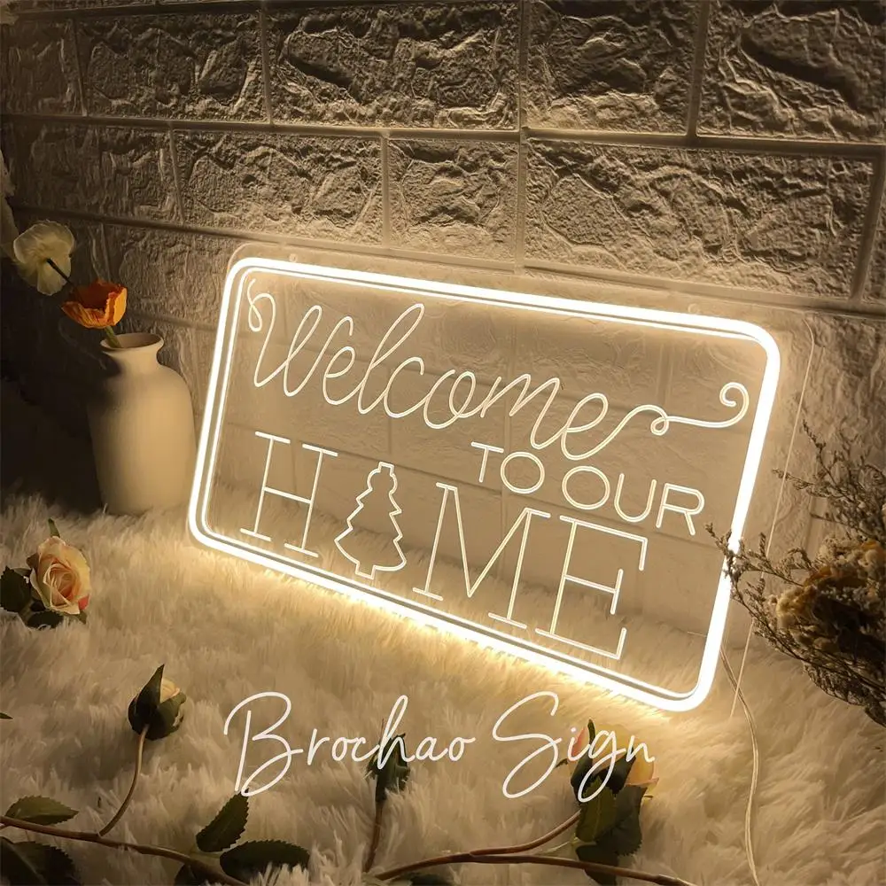 Christmas Party Welcome Neon Sign LED 12V Night Lights For House Living Room Home Room Doorway Wall Decor Neon Lamps