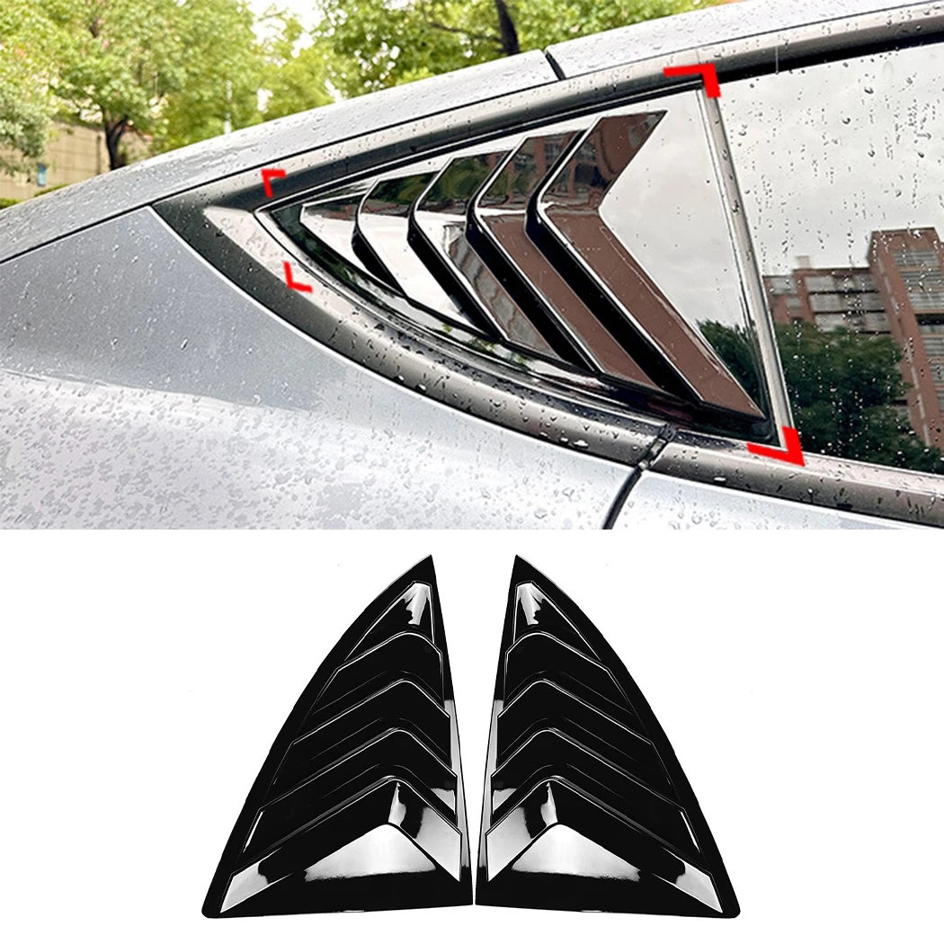 Car Rear Window Shutter Cover Trim For Tesla Model Y 2019-2024 Window Louver Side Vent Trim Glossy black/Carbon Fiber look