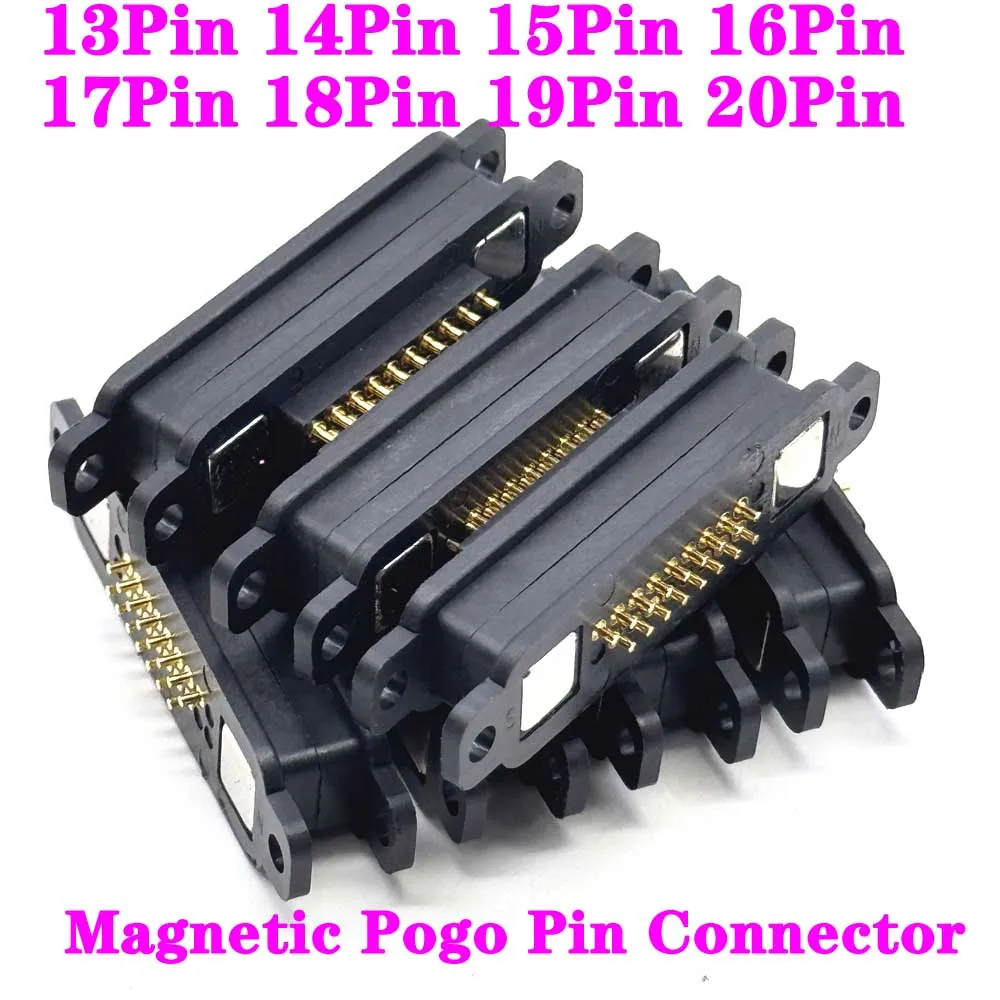 DC Magnetic Pogo Pin Connector 13 14 15 16 17 18 19 20 Pogopin Male Female 2A Spring Loaded DC Power Socket with Ears Pitch 2.5