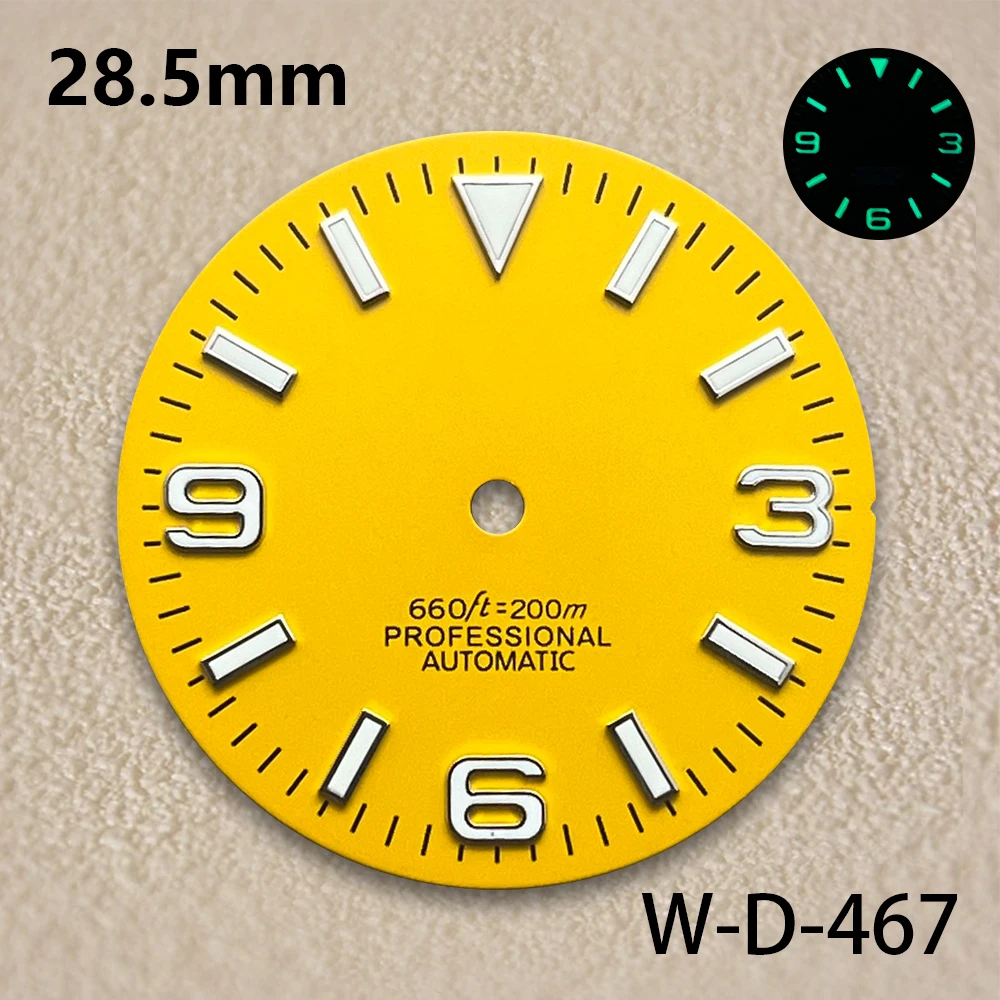 Cadran Ex Plorer avec Logo S, 28.5mm, adapté au mouvement japonais NH35/NH36, vert lumineux, rayons solaires, haute qualité, accessoires modifiés