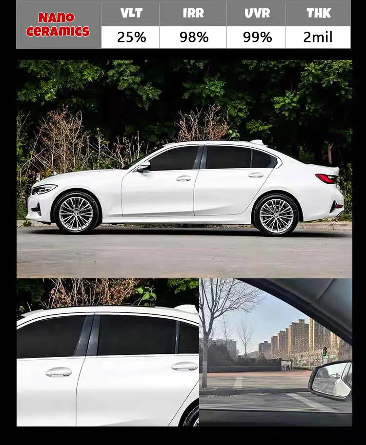 Vlt25% والعرض 50/55 سنتيمتر IR100% 2 MIL HD نانو السيراميك فيلم سوبر الجودة عالية مقاومة للحرارة سيارة تينت نافذة السيارة فيلم #4