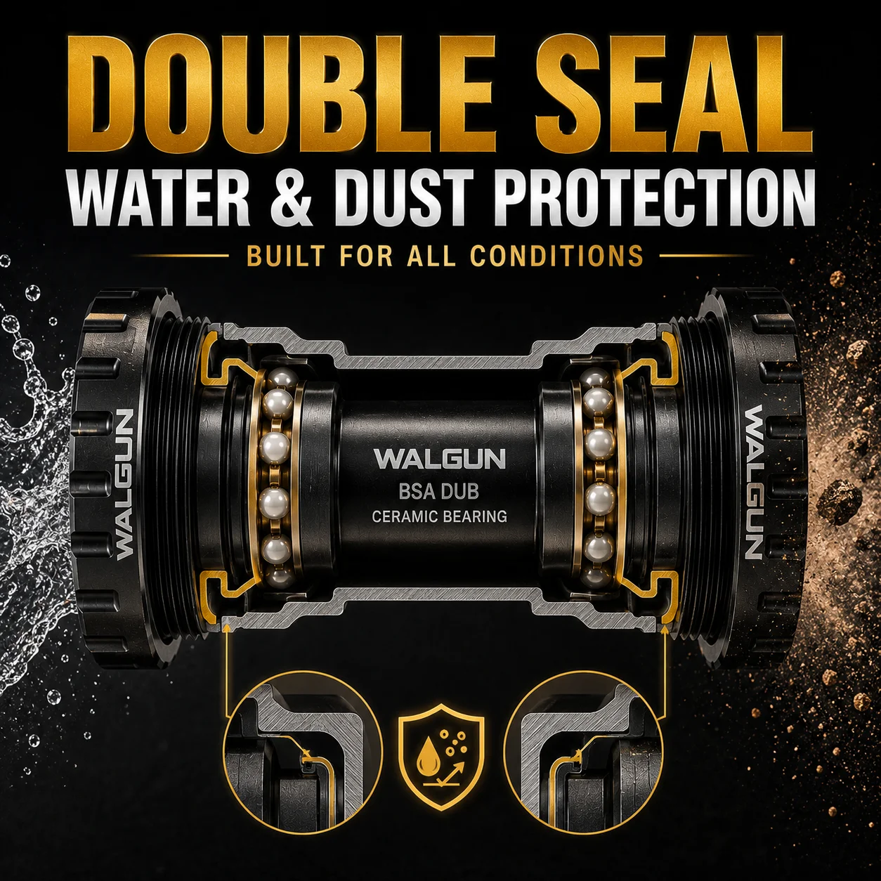 WALGUN BSA DUB Keramik-Innenlager 29mm Spindel 68-73mm BSA-Gewinde AL7075 CNC Doppeldichtung Wasserdicht MTB Gravel Rennrad – Detail 6
