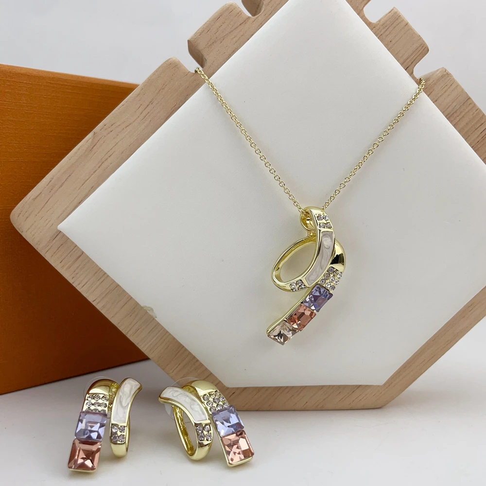 أحدث الذهبي الملونة حجر قلادة الأقراط دبي الفاخرة العصرية مجموعة مجوهرات للسيدات والنساء طقم من الحلقان KY25194 #6