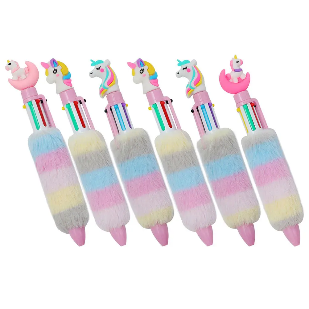 

6pcs Ballpoint Cute Rainbow Cartoon Pens For Writing Drawing Stationery Gift Multi Colored Pens For