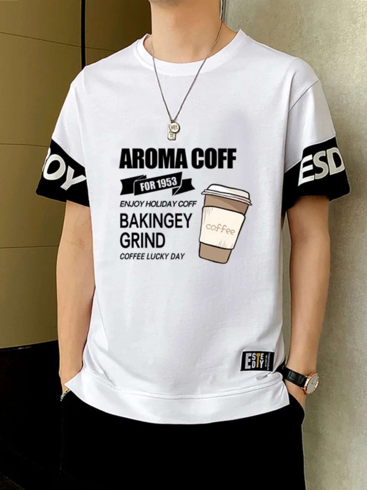 

Loose Fit Pure Cotton ort Sve T-irt for Teenage Students Casual Summer Breathable Faionable round Ne Tee