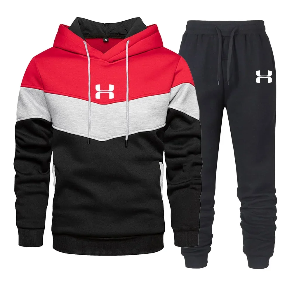 2025 Cross-border Men's printed sportswear, a 2-piece winter casual sweatshirt and long pants set for outdoor jogging sportswear