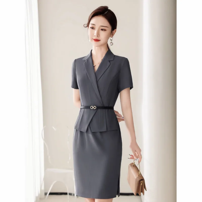 Professional Elegant Dress For Women Jewelry Store Workwear Summer Slim Popular Fit Short Sleeve Bodycon Dress Beauty Salon